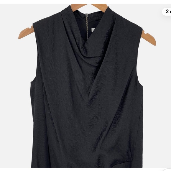 🖤 HELMUT LANG Gravel Silk Cowl Neck Assymetrical Sleeveless Dress. Pockets. US 6 - Picture 5 of 12